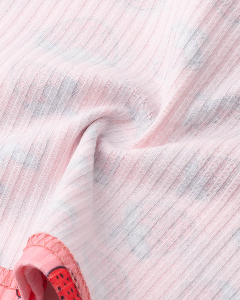 Strawberry-Print Polyester Top with Chain Details
