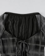 Plaid Stretch-Blend Midi Dress with Polyester Fabric