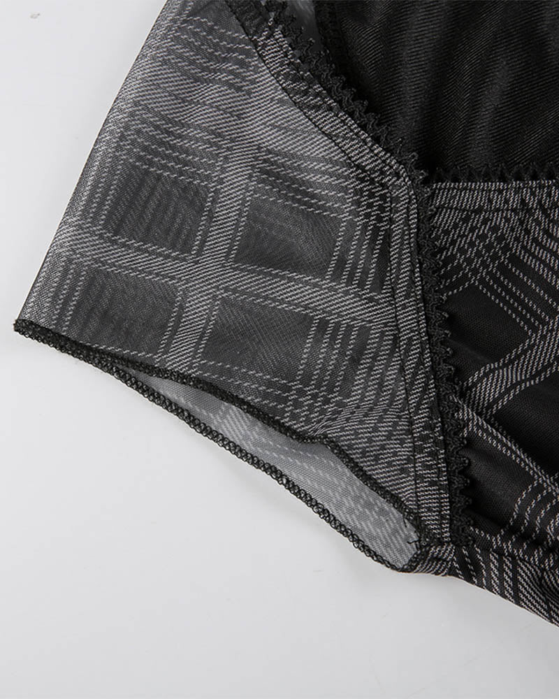Plaid Stretch-Blend Midi Dress with Polyester Fabric