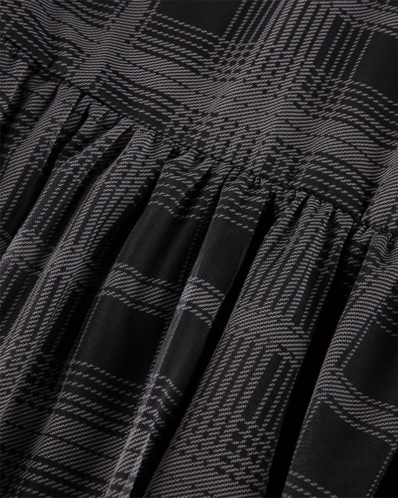 Plaid Stretch-Blend Midi Dress with Polyester Fabric