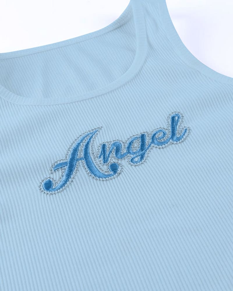 Cotton Polyester Cropped Tank Top with Sleeveless Cut