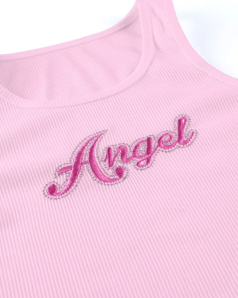 Cotton Polyester Cropped Tank Top with Sleeveless Cut