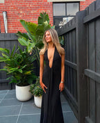 Cupro Plunging V-Neck Maxi Dress