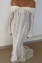 Lace Textured Maxi Dress with Floral Details