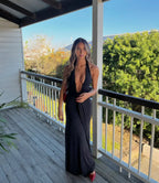 Cupro Plunging V-Neck Maxi Dress