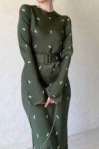 Floral High-Rise Midi Dress with Waist Tie