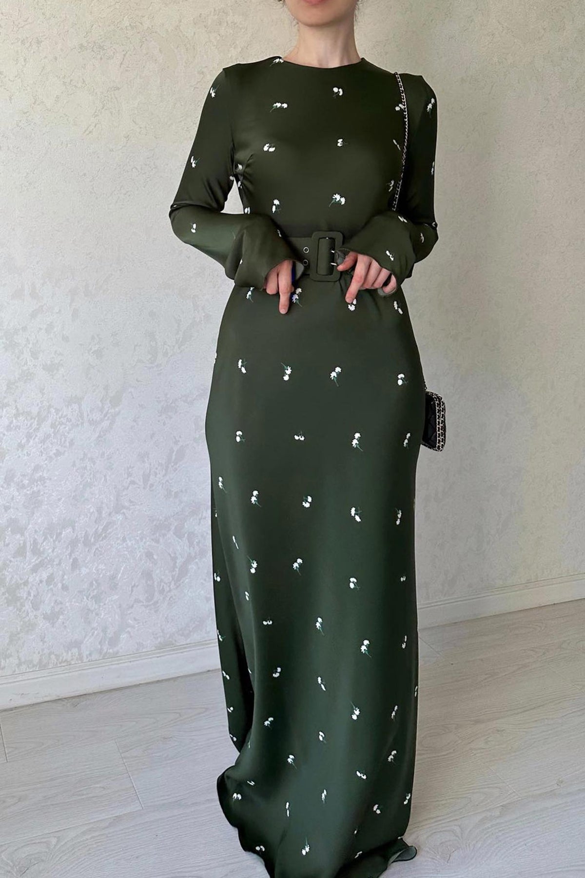 Floral High-Rise Midi Dress with Waist Tie