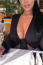 Turn-Up Cropped Top with Front Ties