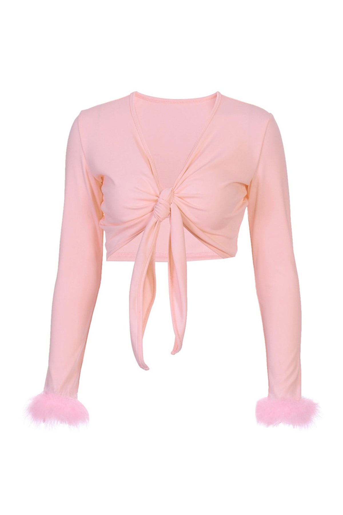Turn-Up Cropped Top with Front Ties
