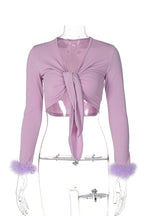 Turn-Up Cropped Top with Front Ties