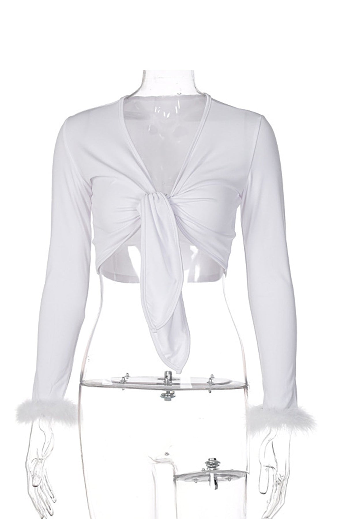 Turn-Up Cropped Top with Front Ties