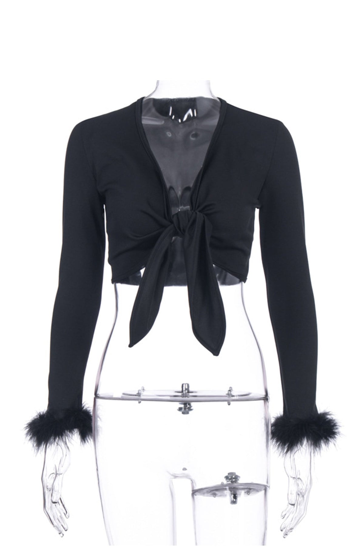 Turn-Up Cropped Top with Front Ties
