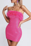Solid-Color Strapless Sequined Dress