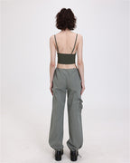 Halter Polyester Top with Corset Details
