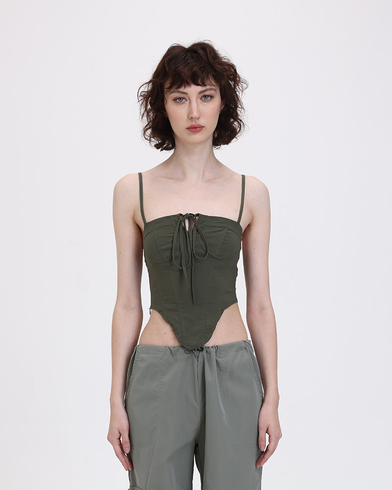 Halter Polyester Top with Corset Details