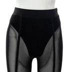 Mesh High-Rise Pencil-Cut Leggings with Sheer Detailing