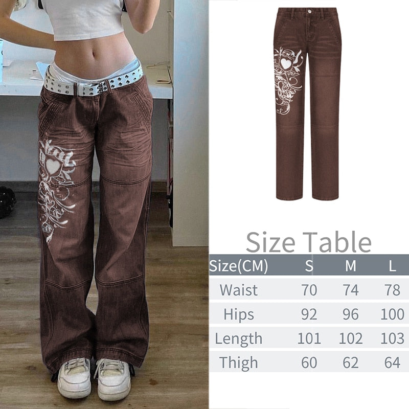 Cargo Baggy Wide-Leg Jeans with Low Waist