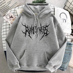 Y2K Mysterious Harajuku Hoodie GRAY / S