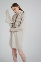 Long-Sleeve Sweater Dress and Matching Scarf Set