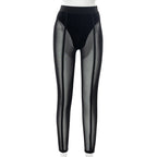 Mesh High-Rise Pencil-Cut Leggings with Sheer Detailing