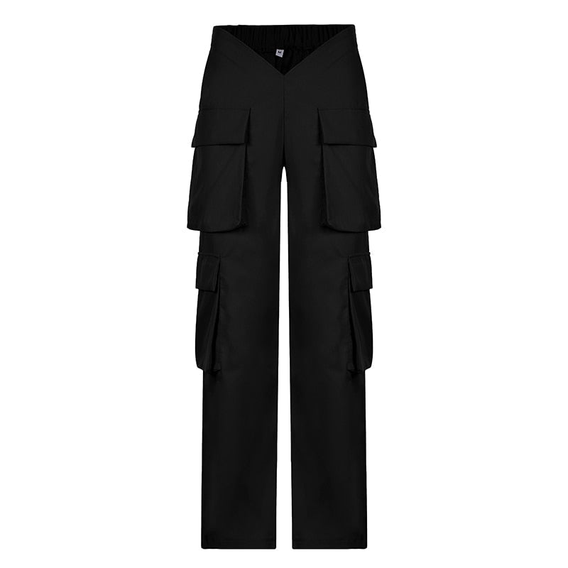 Cargo High-Rise Pants with Pockets