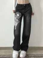 Cargo Baggy Wide-Leg Jeans with Low Waist