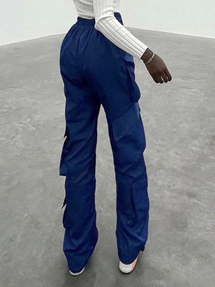 Cargo High-Rise Pants with Pockets