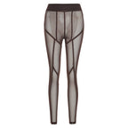 Mesh High-Rise Pencil-Cut Leggings with Sheer Detailing