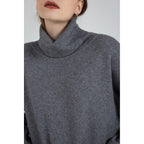High-Neck Polyester Sweater Dress with Long Sleeves