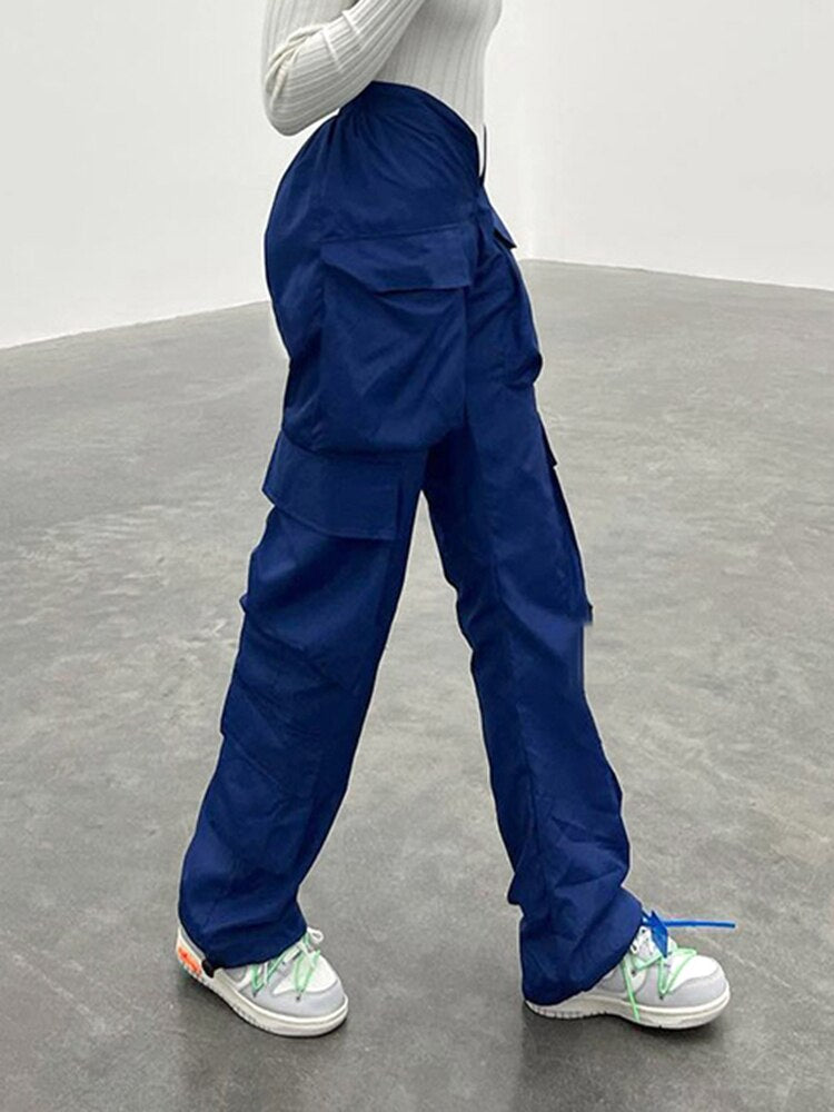 Cargo High-Rise Pants with Pockets