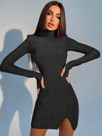 Knit Stretch-Blend Mini Dress with Polyester Fabric