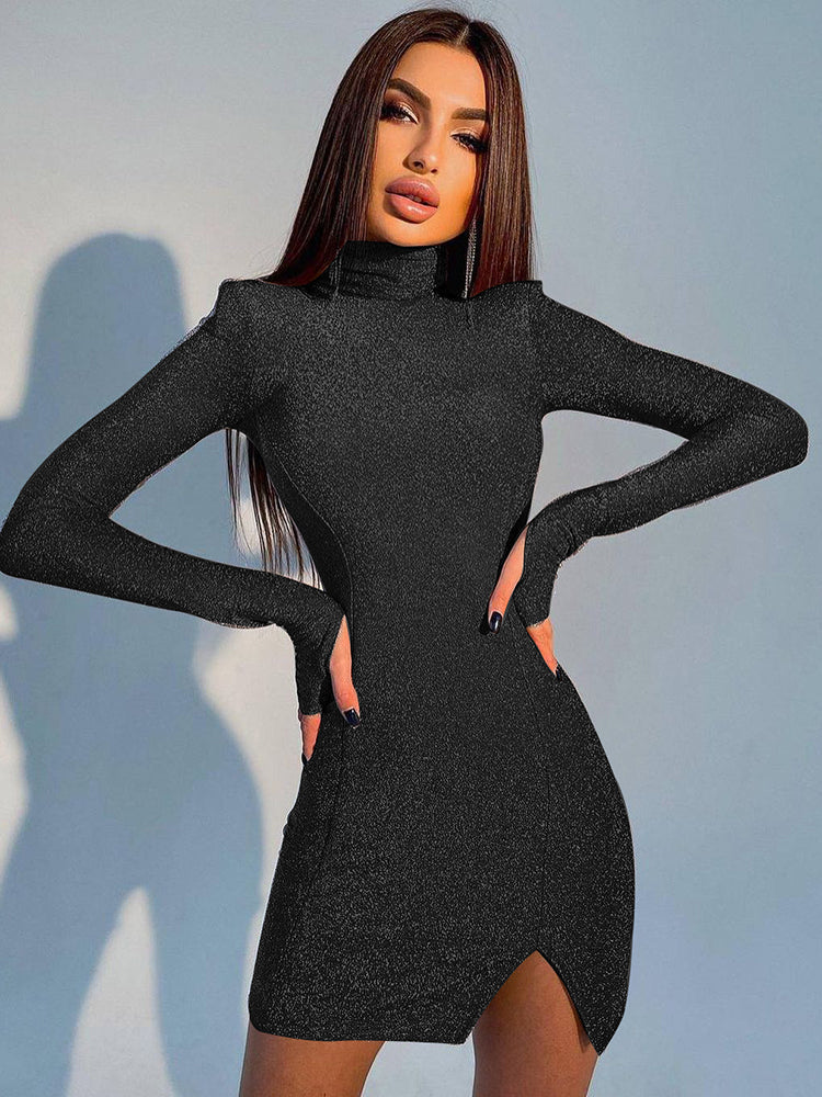 Knit Stretch-Blend Mini Dress with Polyester Fabric