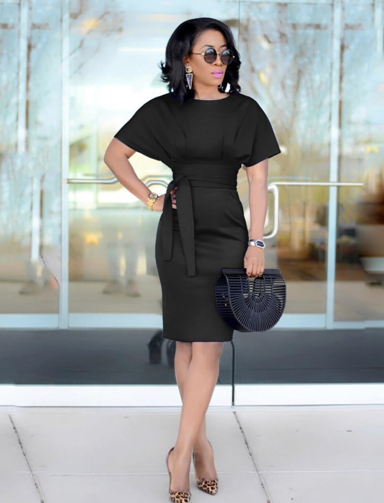 Cotton Polyester Dress with Round Neckline