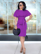 Cotton Polyester Dress with Round Neckline