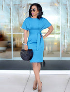 Cotton Polyester Dress with Round Neckline