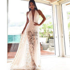 White Open-Back Long Dress