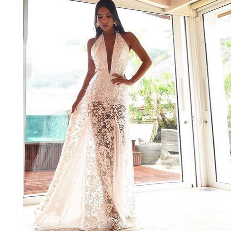 White Open-Back Long Dress