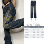 Cargo Baggy Wide-Leg Jeans with Low Waist