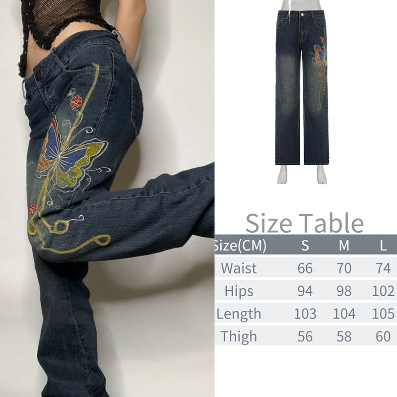 Cargo Baggy Wide-Leg Jeans with Low Waist