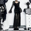 Delicate Fishtail Hollow V-neck Midi Dress Black / S