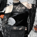 Extended Sleeve Sorceress Lace Celebration Maxi Garment Black / S