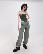 Halter Polyester Top with Corset Details