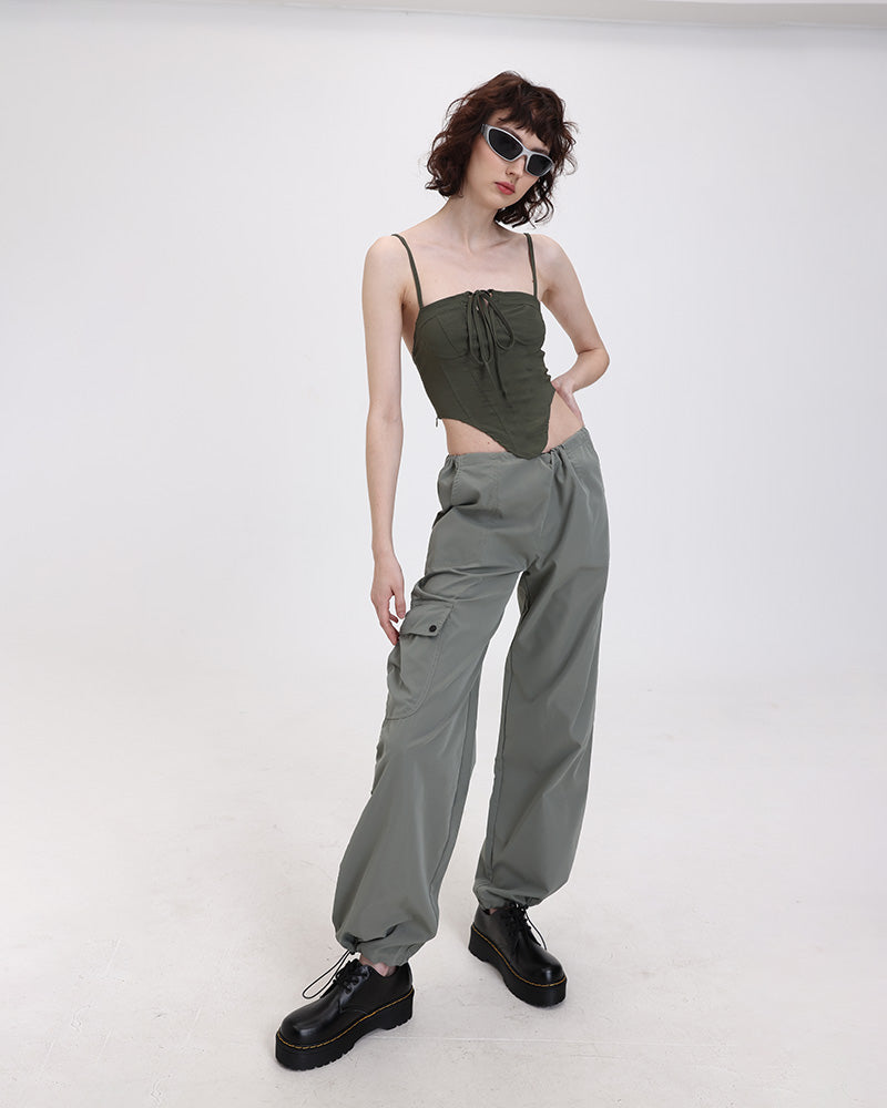 Halter Polyester Top with Corset Details