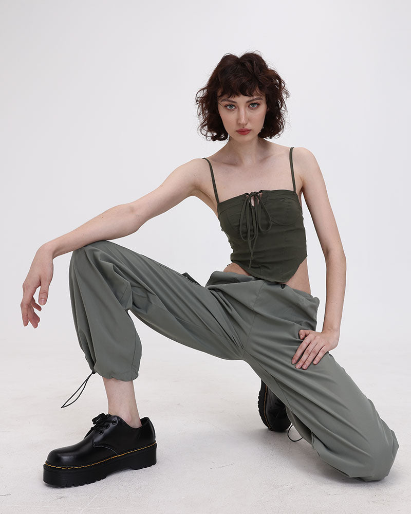 Halter Polyester Top with Corset Details