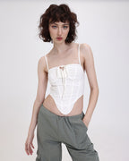 Halter Polyester Top with Corset Details