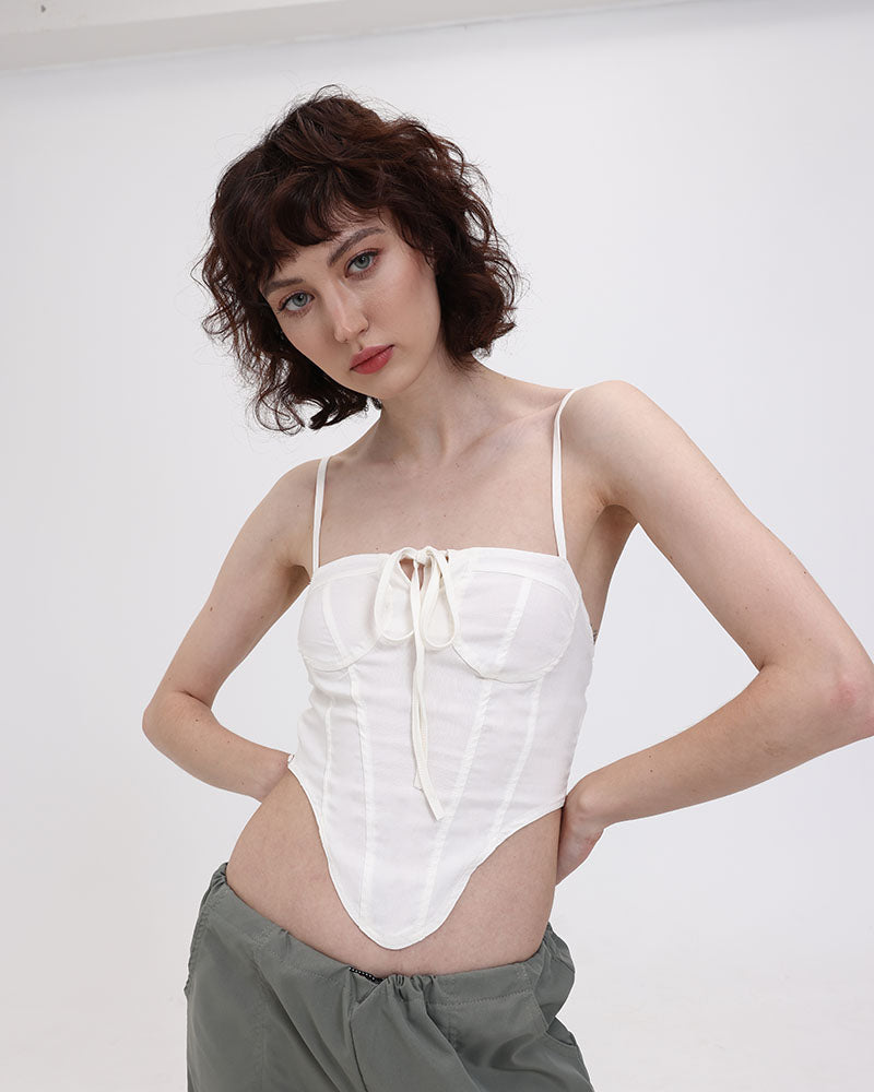 Halter Polyester Top with Corset Details