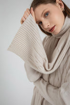 Long-Sleeve Sweater Dress and Matching Scarf Set