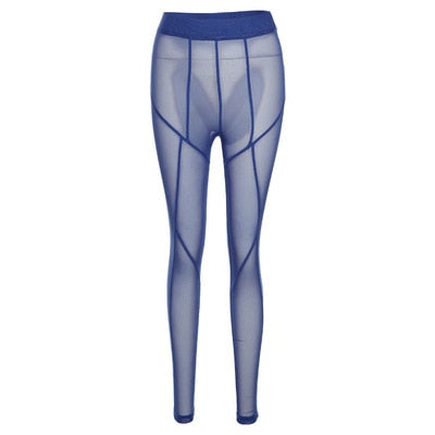 Mesh High-Rise Pencil-Cut Leggings with Sheer Detailing