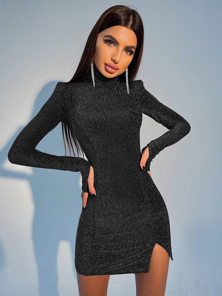 Knit Stretch-Blend Mini Dress with Polyester Fabric