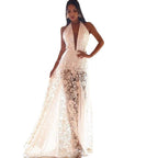 White Open-Back Long Dress